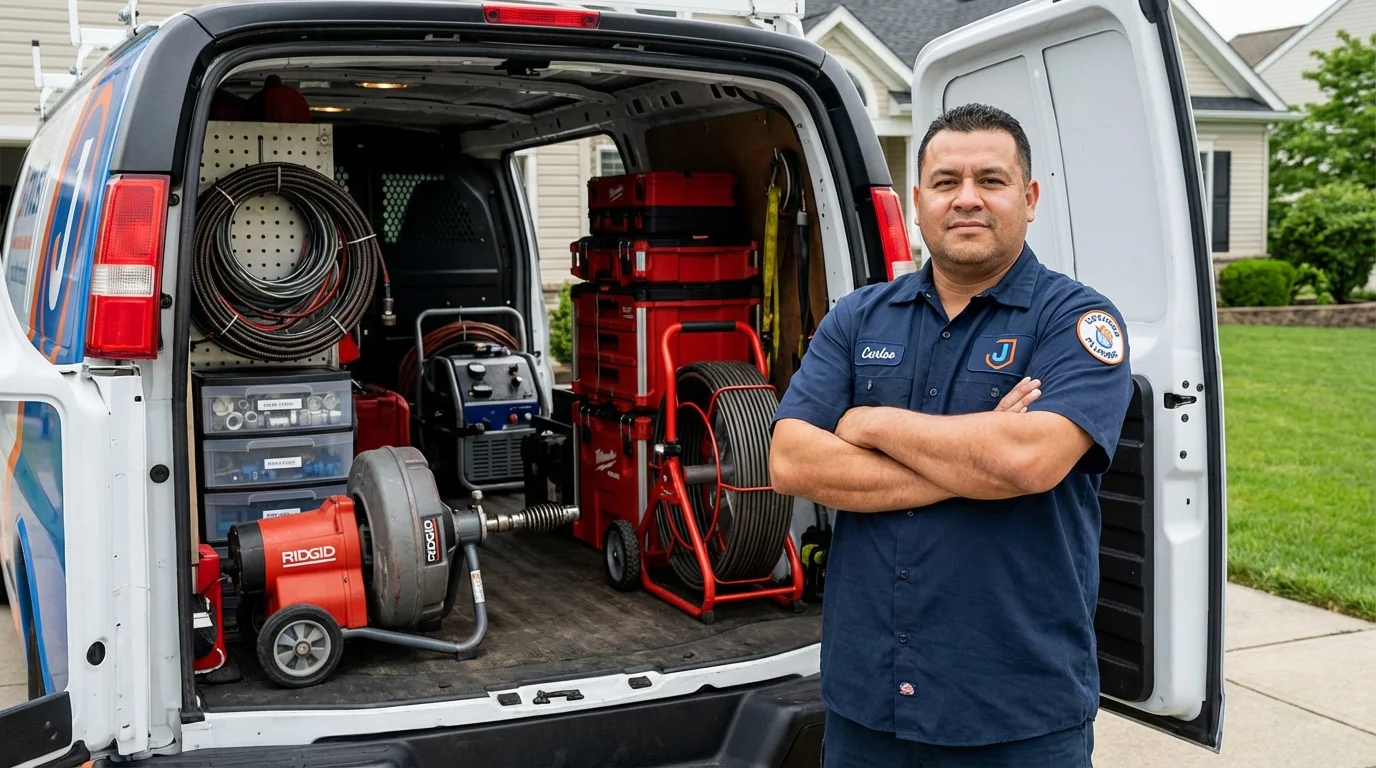 Professional drain cleaning equipment and Johns Plumbing LLC plumber in Bethlehem