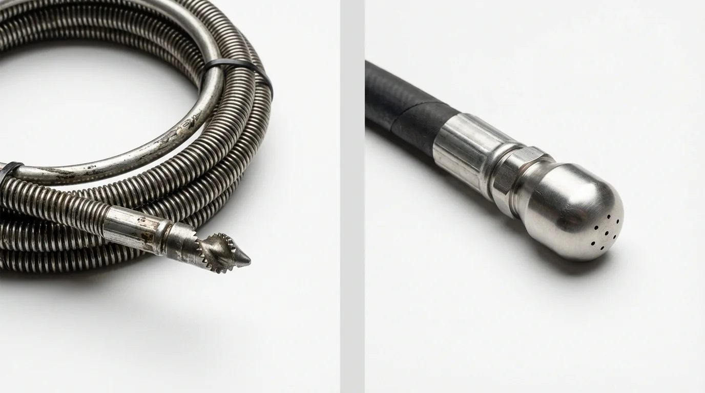 Drain snake cable and hydro jetting nozzle used for drain cleaning in Bethlehem, PA