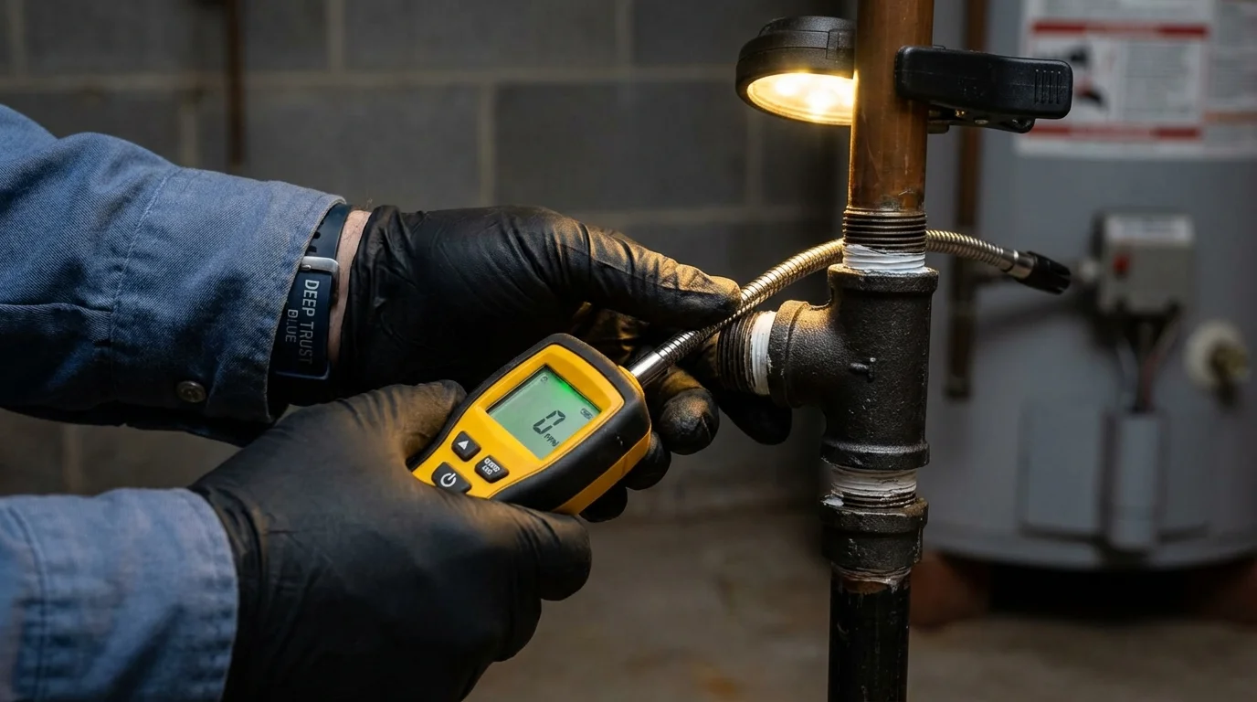 Gas leak detection with electronic sniffer by Johns Plumbing LLC in Bethlehem