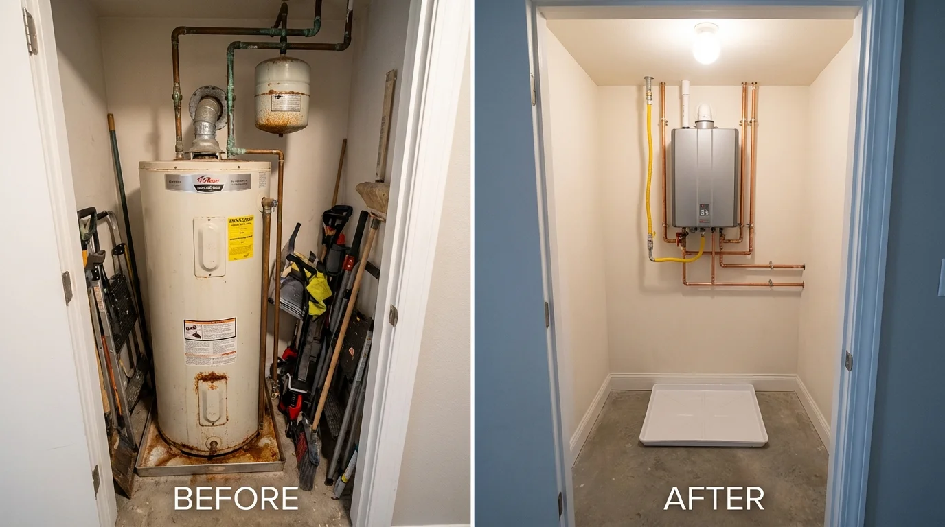 Tank water heater versus wall-mounted tankless unit comparison for Bethlehem, PA homeowners